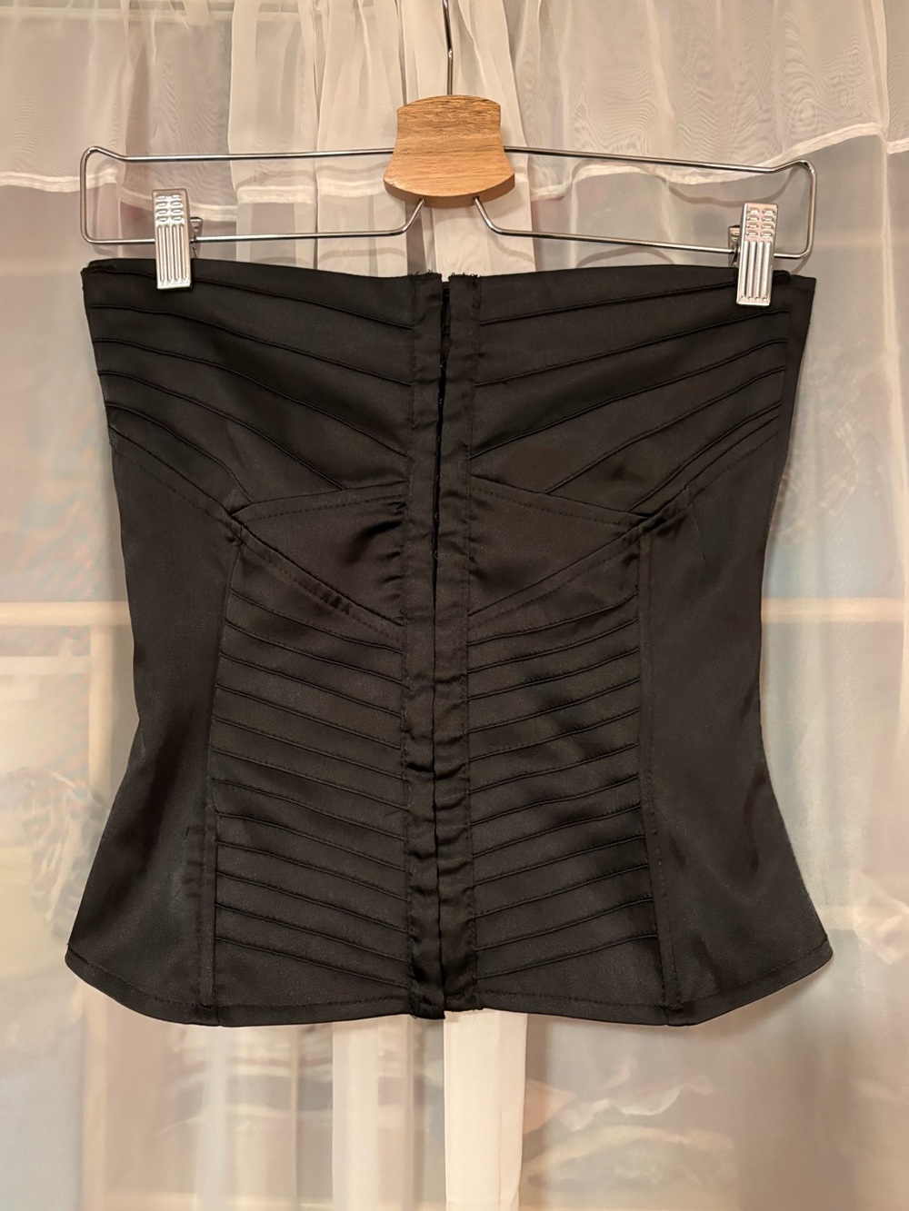 Vintage Strapless Black Satin Corset Top